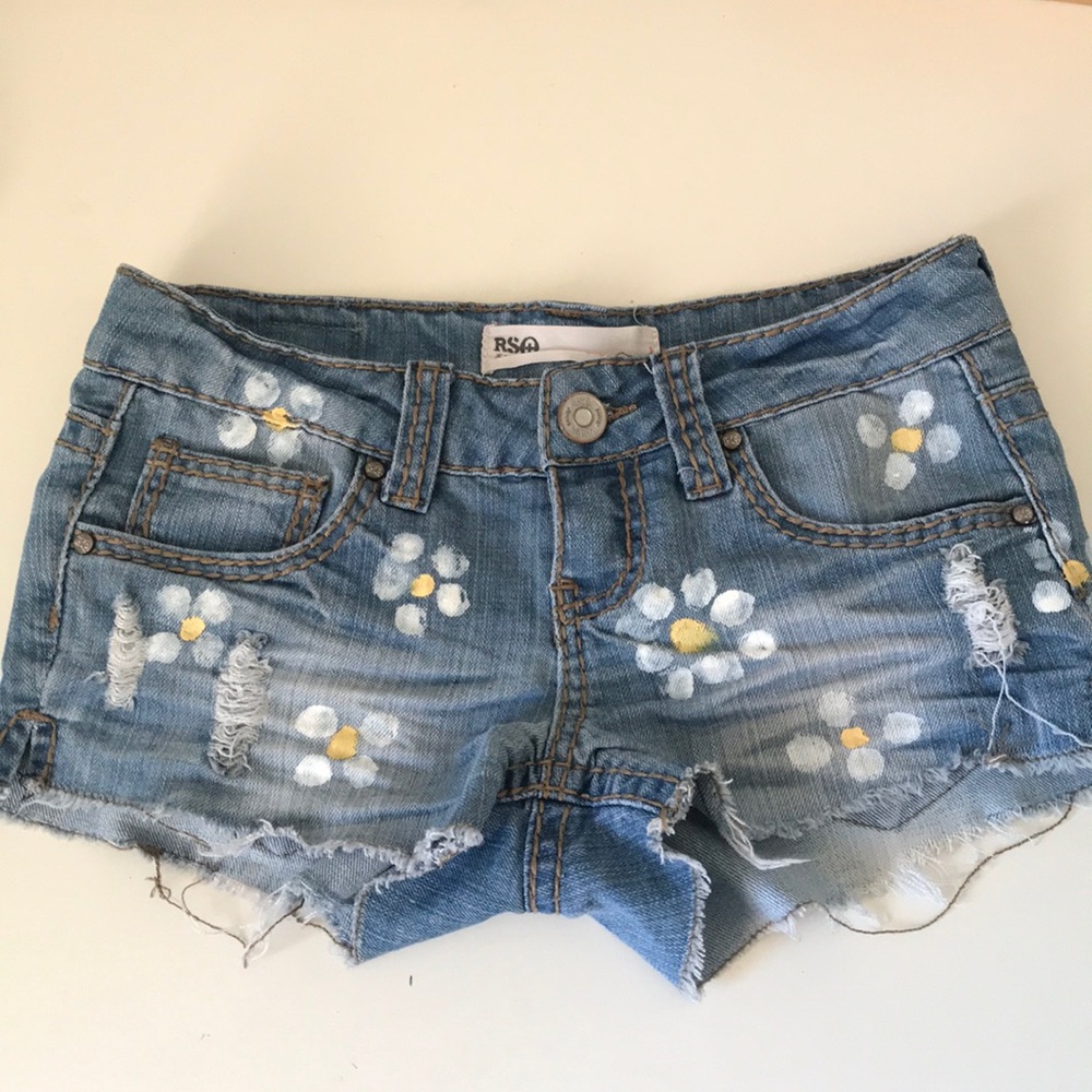 Denim and flower printed jean RSQ shorts